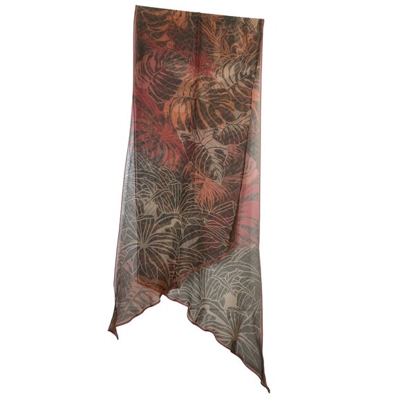 Vintage Fendi 100 % Silk Scarf Floral Print Brown Orange Italy Logo Boho Y2K - Picture 3 of 7